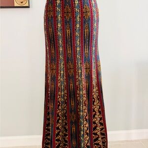 Peruvian Connection Ethnic-Pattern Maxi Skirt in Red, Blue, Gold